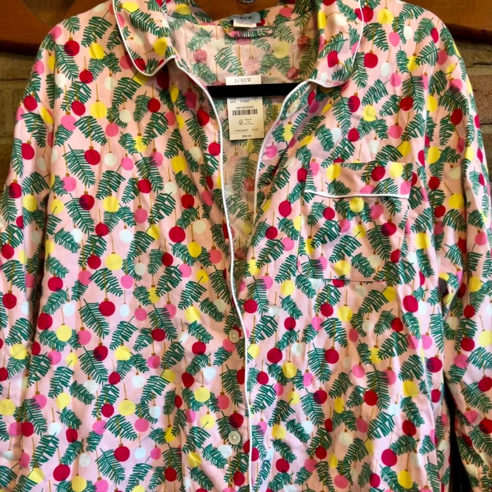 J.Crew 100% Cotton Pink Holiday Pajama Set - NWT